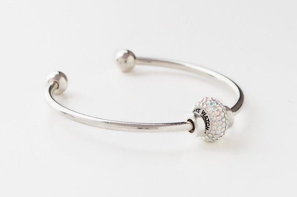 Just Watch Me bead on silver bangle bracelet