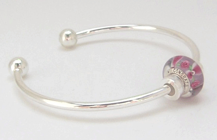 Congrats bead on silver bangle bracelet